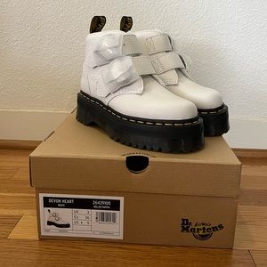 White Devon Heart Dr. Martens